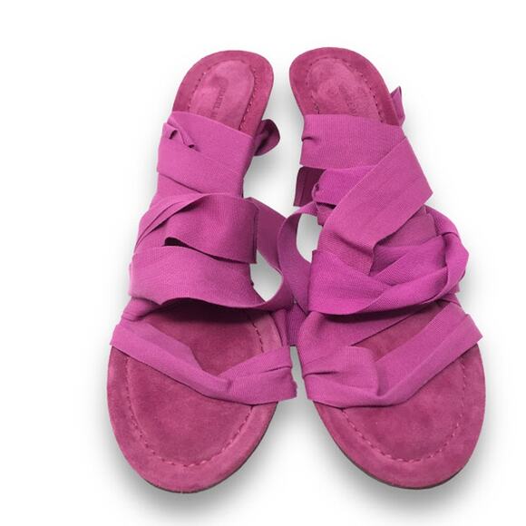 Isabel Marant Arieli Ribbon Strap Sandals 9 Ankle Wrap Tie Strappy Fuchsia Italy - Picture 4 of 14